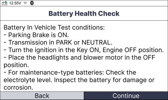 Battery Health Check checking battery surface voltage