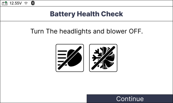 Battery Health Check prompt to start the engine