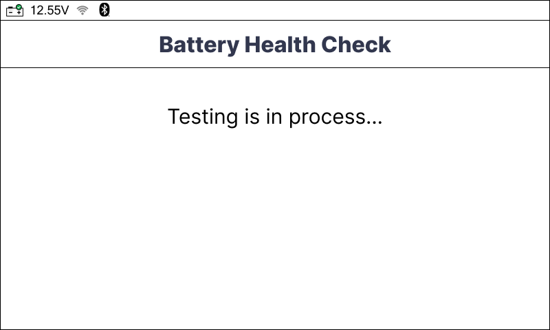 Battery Health Check results showing state of health and state of charge