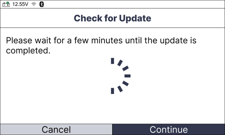 Installing update package progress status screen