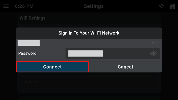 Sign in To Your Wi-Fi Network popup dialog on Innova tablet highlighting an available network.