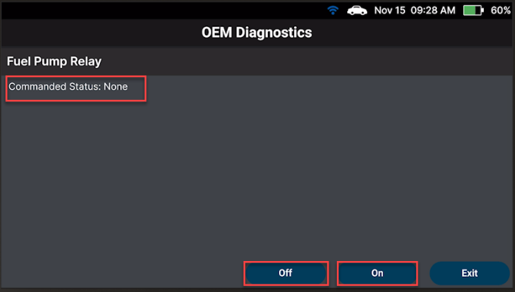 Using active test controls on Innova SDS50 to activate vehicle actuators